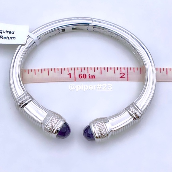 NWT Judith Ripka Cassandre Hinged Sterling Silver Cuff with Amethyst Gemstones - Picture 12 of 16